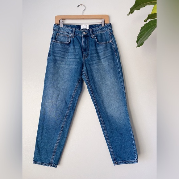 ASOS High Waisted Rise Tapered Relaxed Denim Jeans Classic Medium Wash 30 VTG - Picture 2 of 9